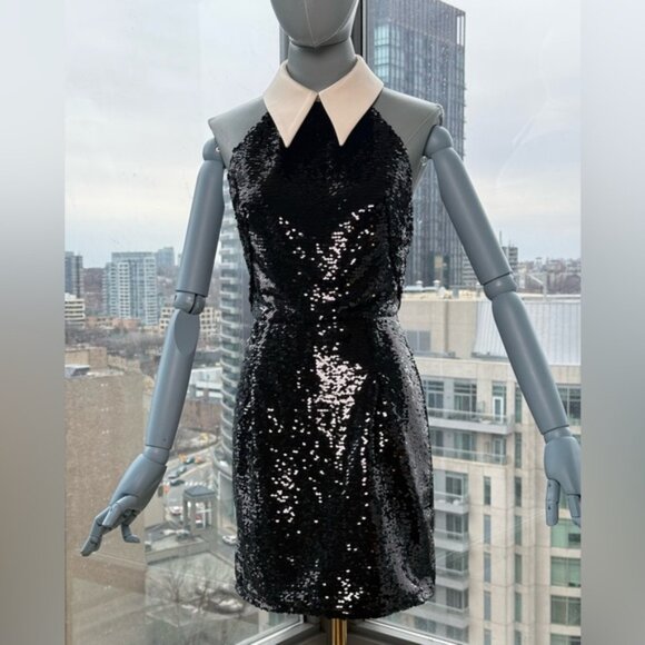 🆕 BRONX & BANCO 🧿 NWOT Wednesday Black Sequin Halterneck Mini Dress Sz XS US 2 - Picture 10 of 14
